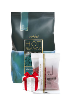 Воск Italwax пленочный для депиляции Азулен 1 кг, воск Роза 100 г
