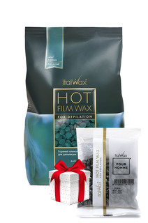 Воск Italwax пленочный для депиляции Азулен 1 кг, воск Мужской 100 г