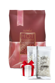 Воск Italwax пленочный для депиляции Роза 1 кг, воск Кристалл 100 г
