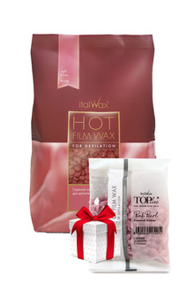 Воск ItalWax пленочный для депиляции Роза, 1 кг, воск Розовый Жемчуг 100 г