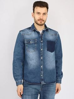 Джинсовая куртка мужская A passion play SQ69202 синяя M