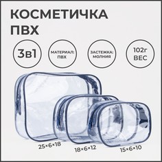 Комплект косметичек женский NoBrand синий, 25х6х18 см