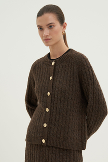 Кардиган женский Finn Flare FWD11104 коричневый XL
