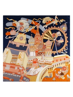 Платок женский Eleganzza B04-8305 синий, 90х90 см