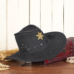 Ковбойская шляпа «Шериф», р-р. 56-58, цвет чёрный No Brand