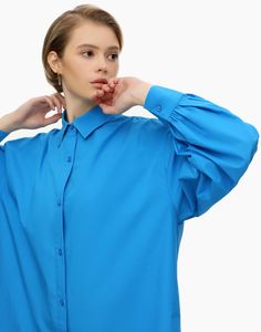 Рубашка женская Gloria Jeans GWT003204 синяя XXS-XS (36-40)
