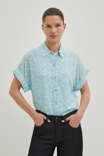 Рубашка женская Finn Flare BAS-10041 голубая XL