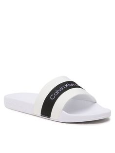 Сланцы женские Calvin Klein Jeans Slide Printed Logo Web YW0YW01244 белые 40 EU