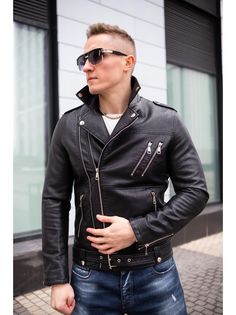 Кожаная куртка мужская SKULL LOFT S202 черная 3XL