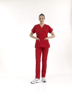 Костюм медицинский женский Cizgimedikal Uniforma YL100 красный S