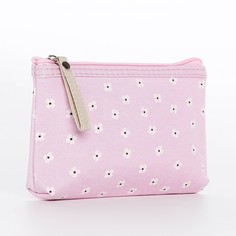 Косметичка женская цветы розовая, 18х3х12 см No Brand