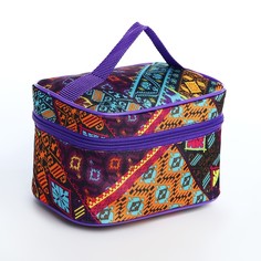 Косметичка женская Бако текстиль орнамент разноцветная, 13x12x17 см