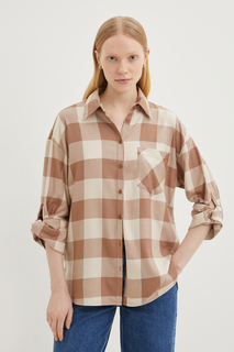 Рубашка женская Finn Flare FBE110160 бежевая XL