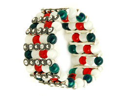 Браслет из бижутерного сплава р.19 Bijoux Land K4B1081-ZX, кошачий глаз/стразы