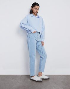 Рубашка женская Gloria Jeans GWT003460 синяя XS (36-40)