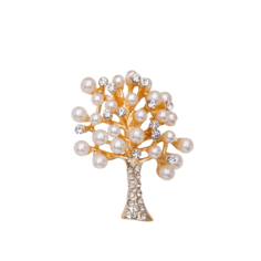 Брошь "Дерево заснеженное" с жемчугом, цвет белый в золоте Queen Fair