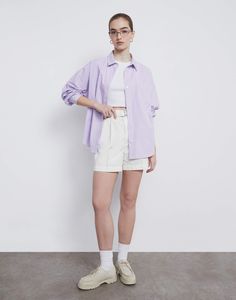 Рубашка женская Gloria Jeans GWT003460 фиолетовая XS (36-40)