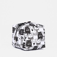 Косметичка унисекс Коты белая/черная, 10х10х10 см No Brand