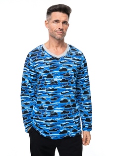 Лонгслив мужской Великоросс Русские орнаменты синий 60 RU