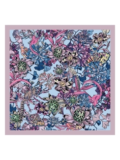 Платок женский Eleganzza E04-8312 голубой, 90х90 см