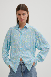 Рубашка женская Finn Flare BAS-10040 голубая XL