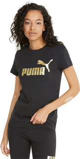 Футболка женская Puma Essentials+ Metallic Logo Tee черная XL