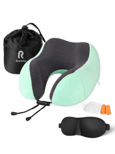 Подушка для путешествий RoadLike Travel Kit Velvet с эффектом памяти, мятный