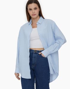 Рубашка женская Gloria Jeans GWT003331 голубая L-XL (48-54)