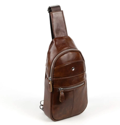 Мужская кожаная сумка слинг 258 Кофе (132967) Fuzi House