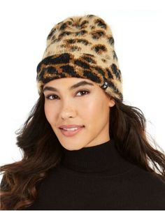 Шапка бини женская DKNY DY1883 черная/коричневая, one size
