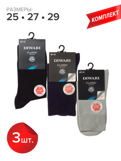Комплект носков мужских DIWARI CLASSIC 7С-40СП серый; синий; черный 27, 3 пары