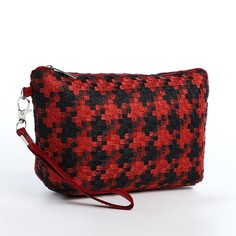 Косметичка женская Нелли красная/черная, 13x7x22 см No Brand