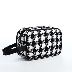Косметичка женская Глена черная/белая, 13x9x21 см No Brand