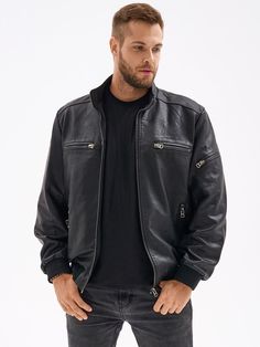 Кожаная куртка мужская NANSEN 901 черная 48 RU