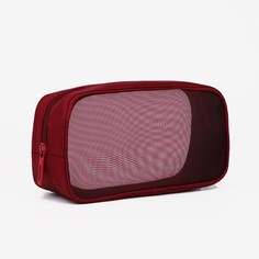Косметичка женская Сетка бордовая, 22х4х11 см No Brand