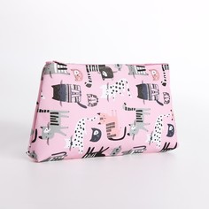 Косметичка женская Cats розовая, 10х19х2 см No Brand