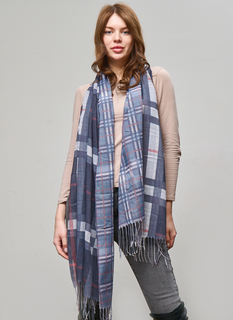 Палантин женский SCANDZA 66661 черно-белый, 70х170 см