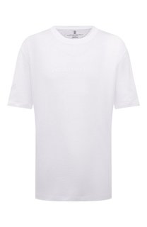 Футболка из хлопка и льна Brunello Cucinelli