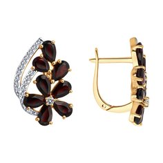 Серьги SOKOLOV из золота с гранатами и фианитами