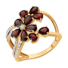 Кольцо SOKOLOV из золота с гранатами и фианитами