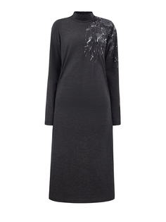 Платье из тонкой шерсти с вышитыми вручную пайетками Dazzling Brunello Cucinelli