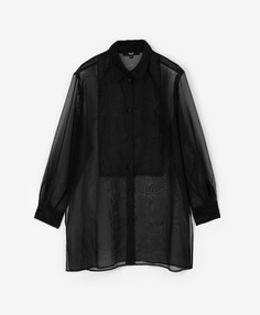 Блузка полупрозрачная с длинным рукавом черная GLVR