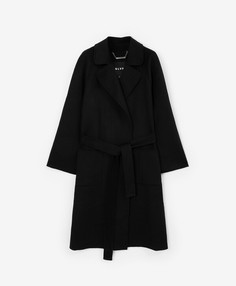 Пальто свободной формы с запахом черное GLVR
