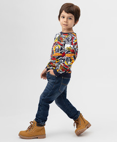 Джинсы dad fit подкладкой синие Button Blue (128)