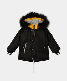 Куртка-парка зимняя из двух видов плащовки с принтом Gulliver (80)