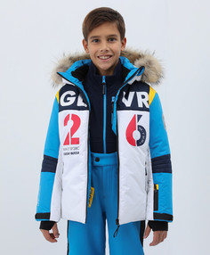 Куртка зимняя с графическим принтом и натуральным мехом Gulliver (110)