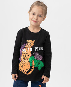 Футболка с длинным рукавом и принтом черная Button Blue (104)