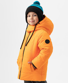 Куртка зимняя с капюшоном и манжетами оранжевая Button Blue (110)