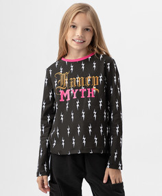 Футболка с длинным рукавом и принтом черная Button Blue (134)