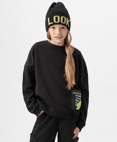 Свитшот с манжетами черный Button Blue (152)